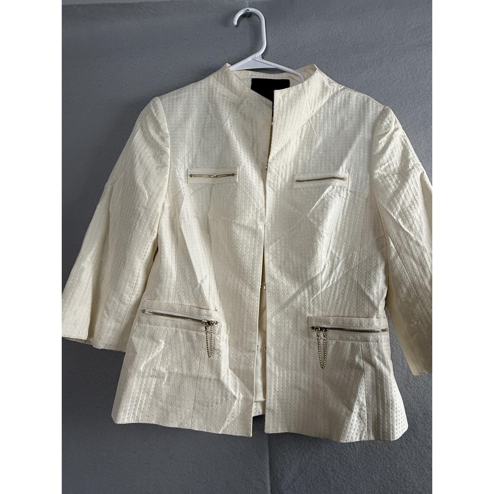 Classiques Entier Atelier‎ Blazer Jacket Womens Small White Zip Chain Pockets